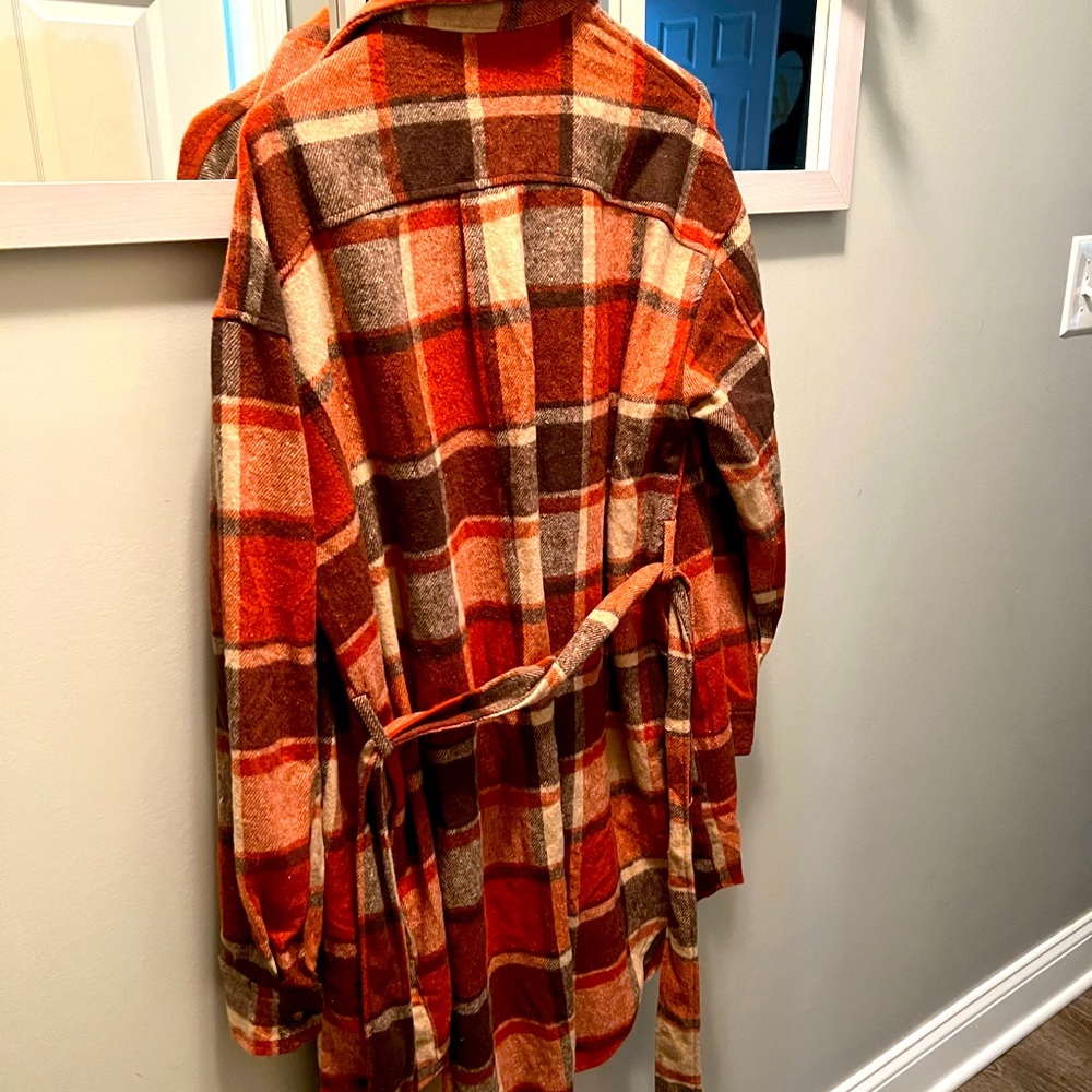 Plaid Women's Jacket - Red and Brown